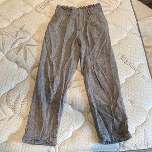 LOFT grey/white stripped pants with belt loops and belt size XS petite
